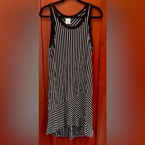 CAbi Black and White Striped Dress